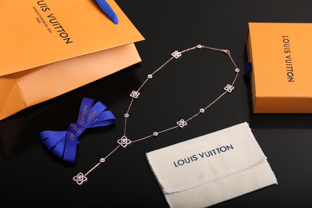 Louis Vuitton LV Monogram Les Ardentes 18K Necklace Rose Gold