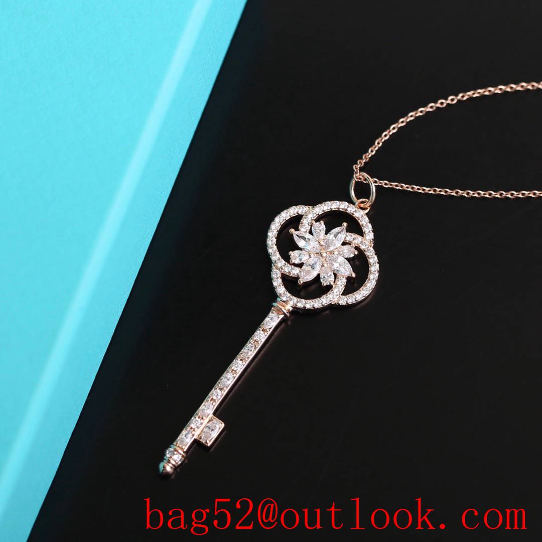 Tiffany Flower Key Necklace Gold and Silver