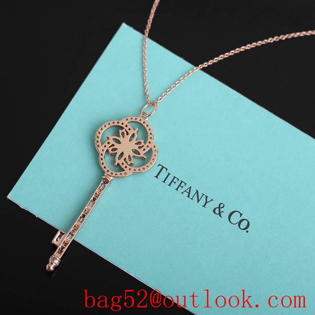 Tiffany Flower Key Necklace Gold and Silver