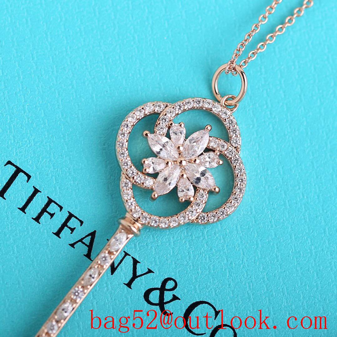 Tiffany Flower Key Necklace Gold and Silver