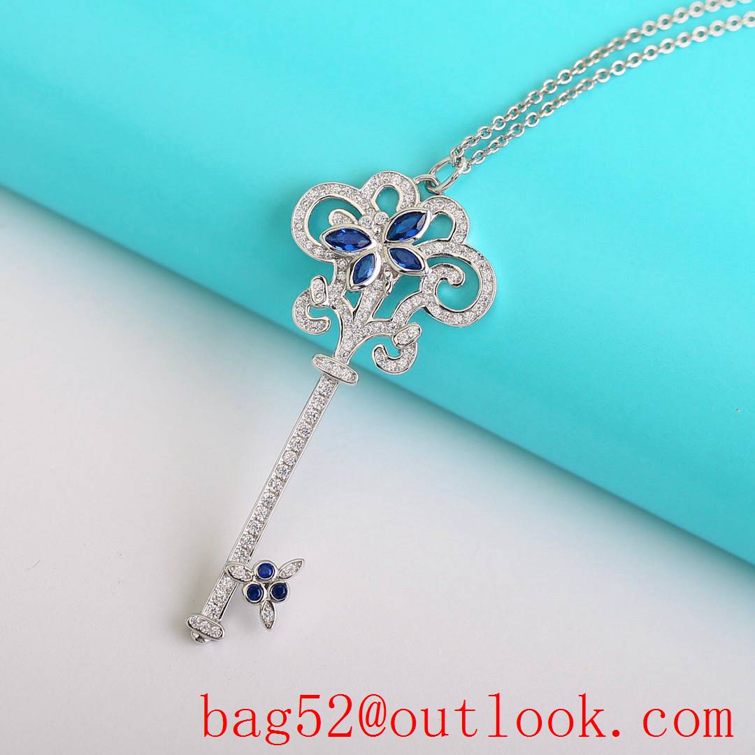 Tiffany Key Necklace with Blue Crystals