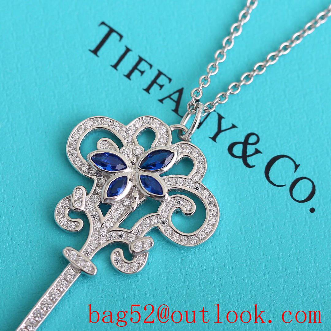 Tiffany Key Necklace with Blue Crystals