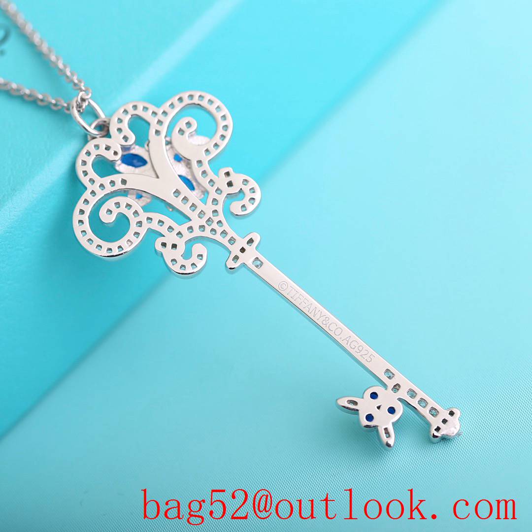 Tiffany Key Necklace with Blue Crystals