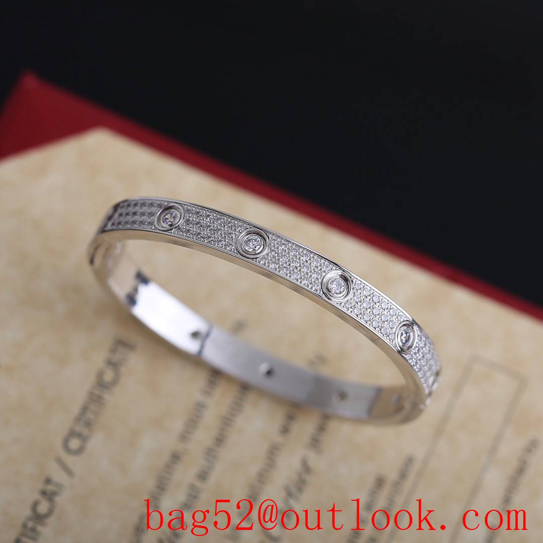 Cartier Love Bracelet Wide Version with Full Diamonds Silver