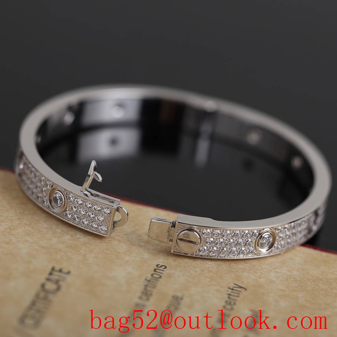 Cartier Love Bracelet Wide Version with Full Diamonds Silver