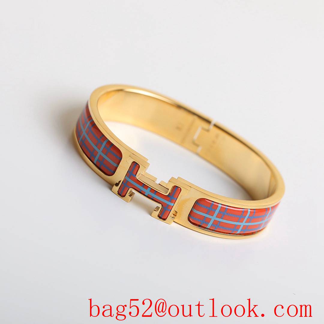 Hermes Clic H Tartan Bracelet Bangle 3 Colors 01