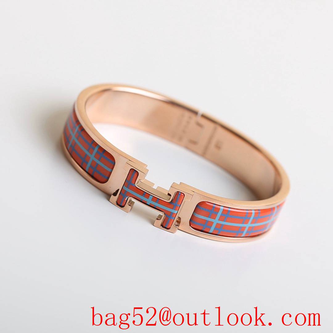 Hermes Clic H Tartan Bracelet Bangle 3 Colors 01