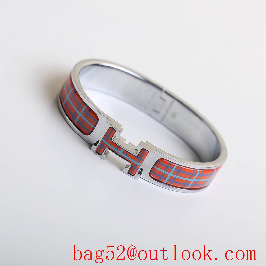 Hermes Clic H Tartan Bracelet Bangle 3 Colors 01