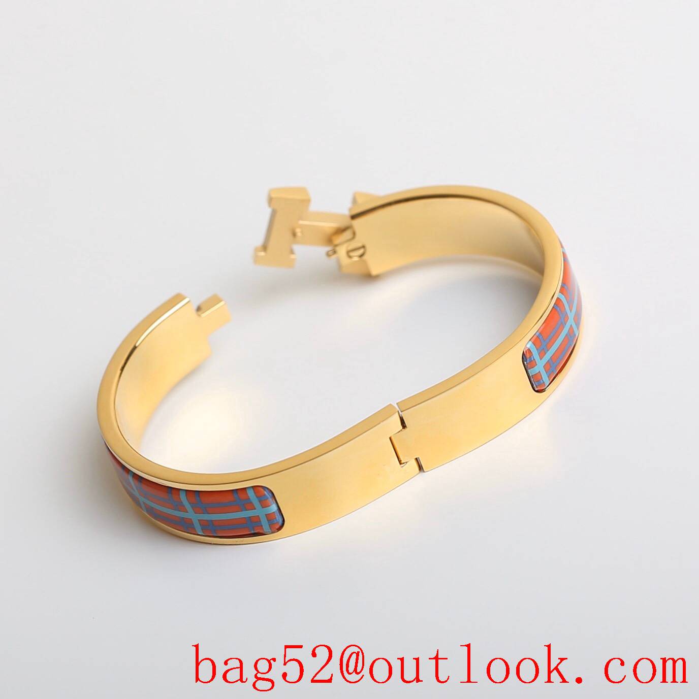 Hermes Clic H Tartan Bracelet Bangle 3 Colors 01