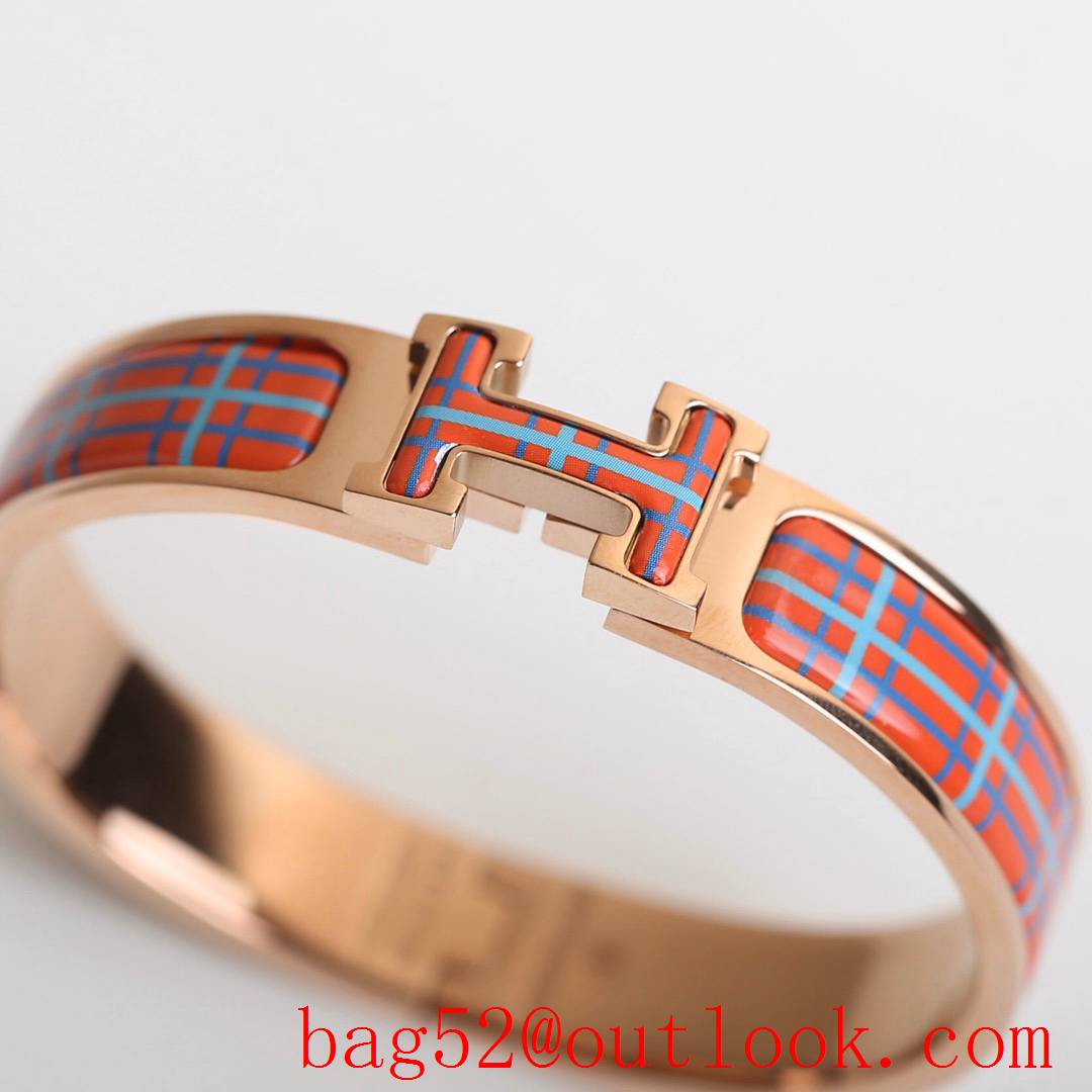 Hermes Clic H Tartan Bracelet Bangle 3 Colors 01