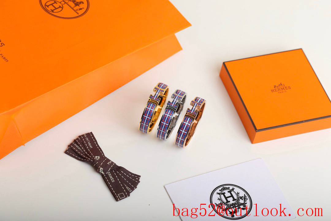 Hermes Clic H Tartan Bracelet Bangle 3 Colors 02