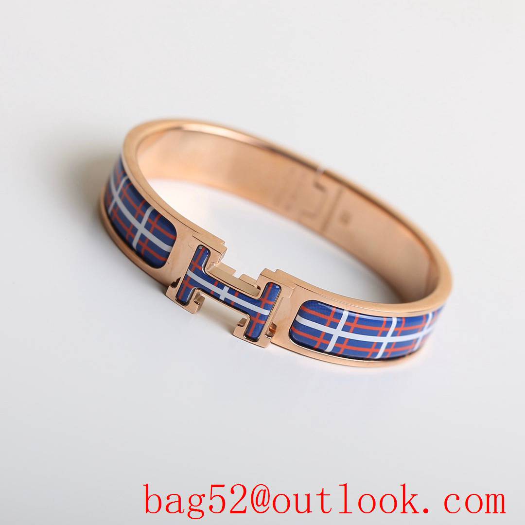 Hermes Clic H Tartan Bracelet Bangle 3 Colors 02