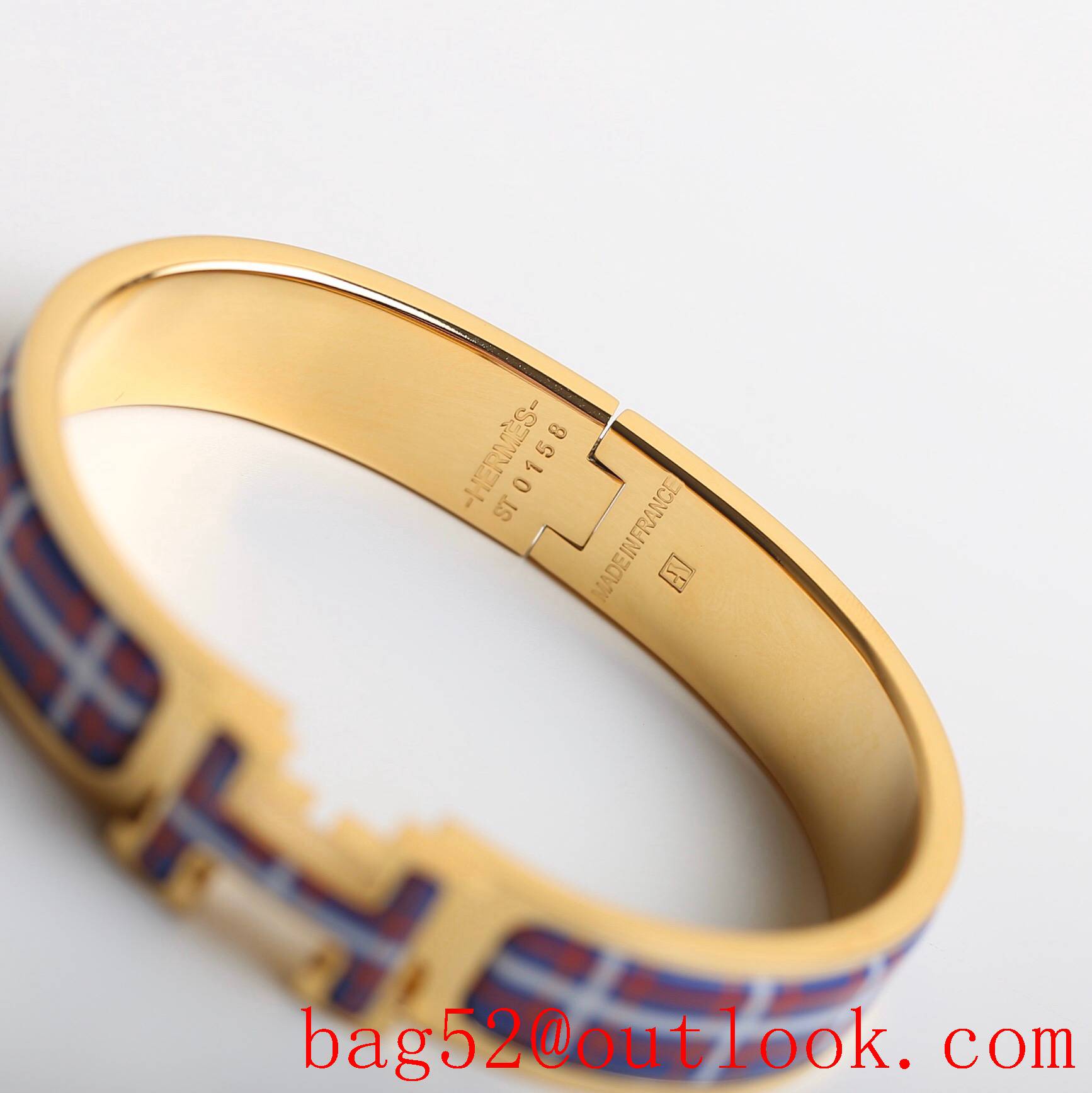 Hermes Clic H Tartan Bracelet Bangle 3 Colors 02