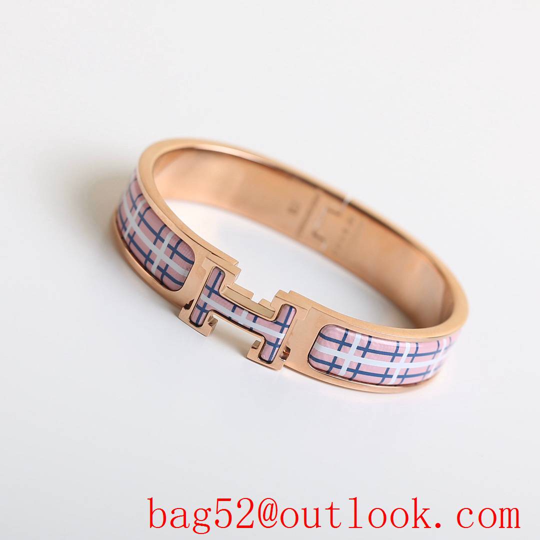 Hermes Clic H Tartan Bracelet Bangle 3 Colors 03