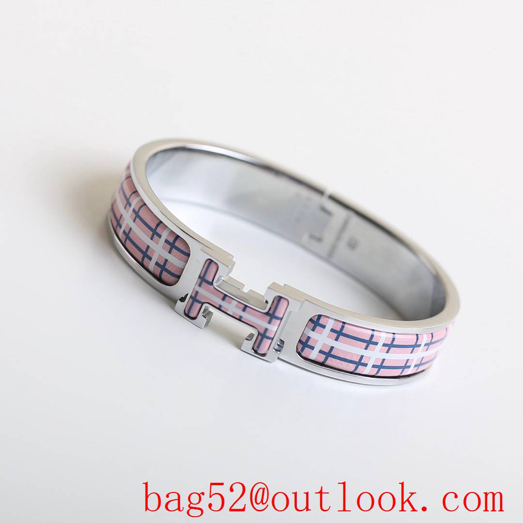 Hermes Clic H Tartan Bracelet Bangle 3 Colors 03