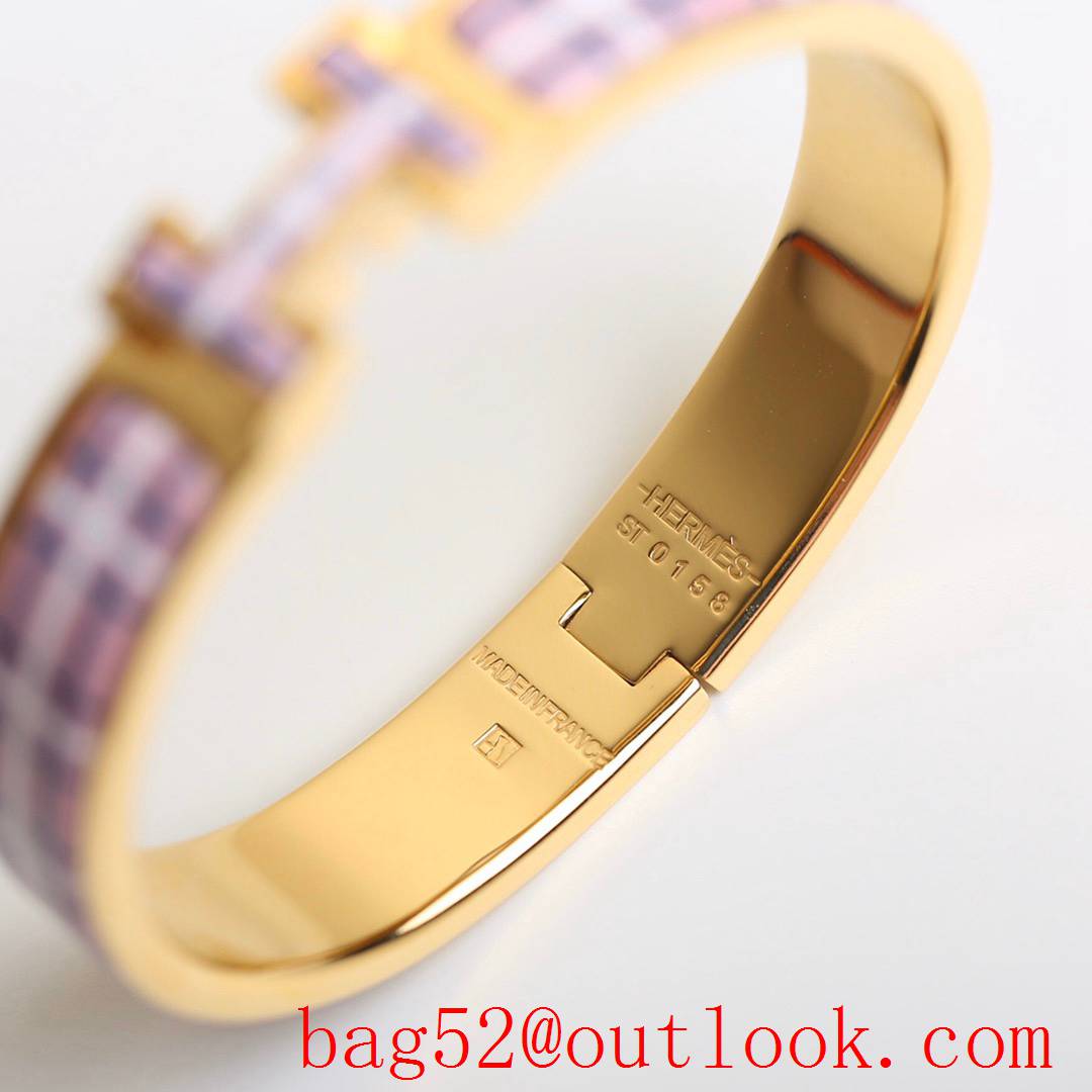 Hermes Clic H Tartan Bracelet Bangle 3 Colors 03