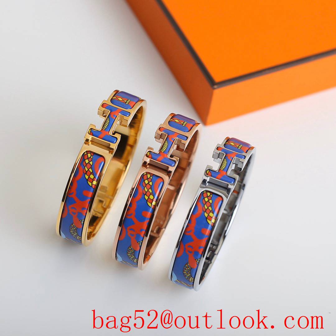 Hermes Clic H Tartan Bracelet Bangle 3 Colors 04