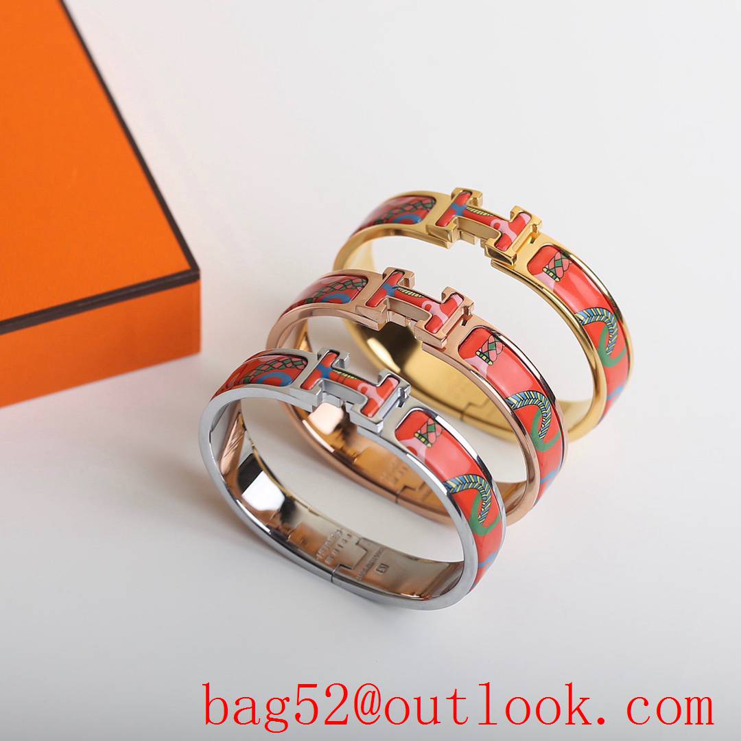 Hermes Clic H Tartan Bracelet Bangle 3 Colors 05
