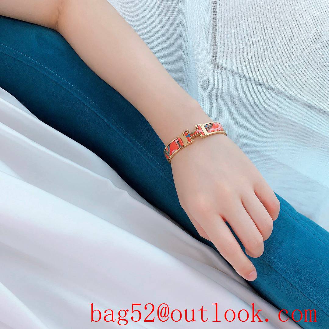 Hermes Clic H Tartan Bracelet Bangle 3 Colors 05