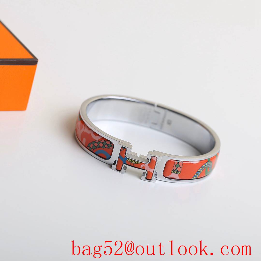 Hermes Clic H Tartan Bracelet Bangle 3 Colors 05