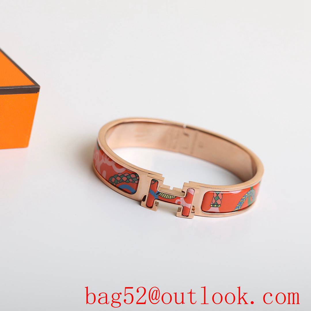 Hermes Clic H Tartan Bracelet Bangle 3 Colors 05