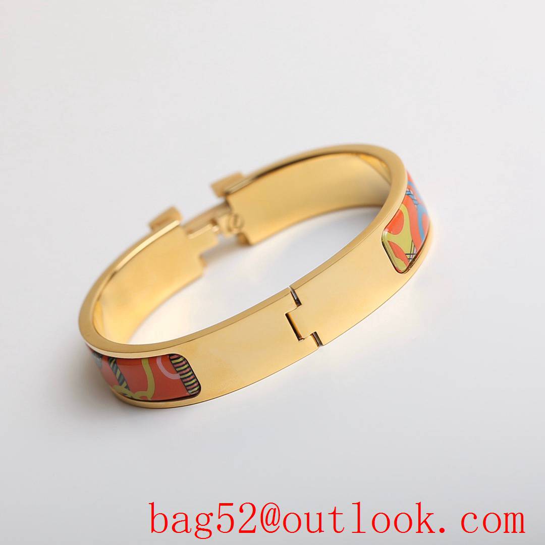 Hermes Clic H Tartan Bracelet Bangle 3 Colors 05