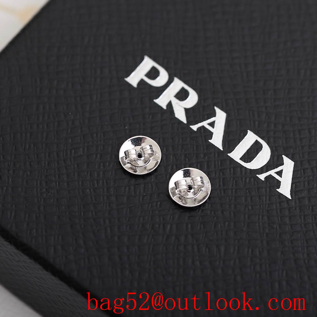 Prada Triangle Long Tassel Earrings Black