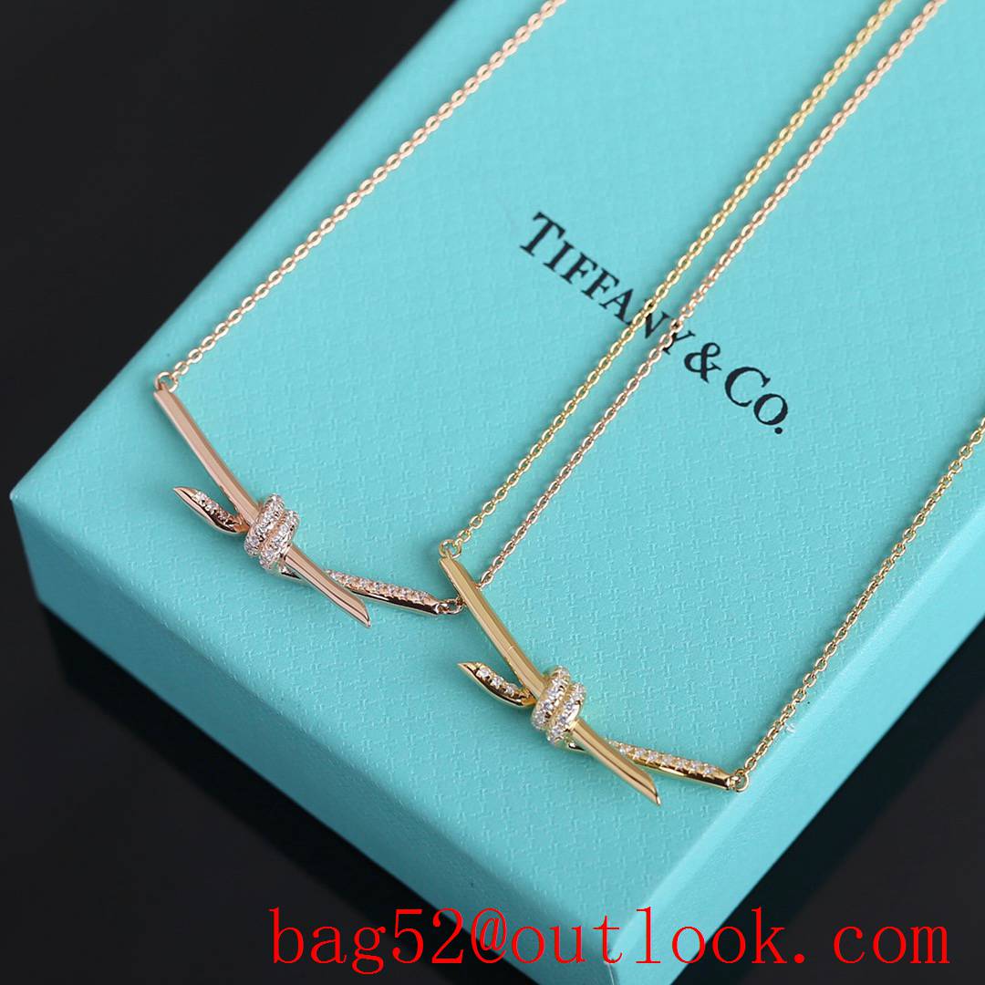 Tiffany New Knot 18K Necklace in Gold and Rose Gold