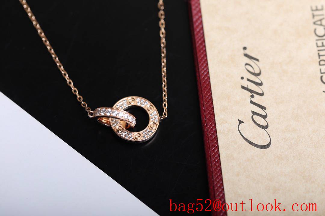 Cartier Love Necklace with Full Diamonds Rose Gold