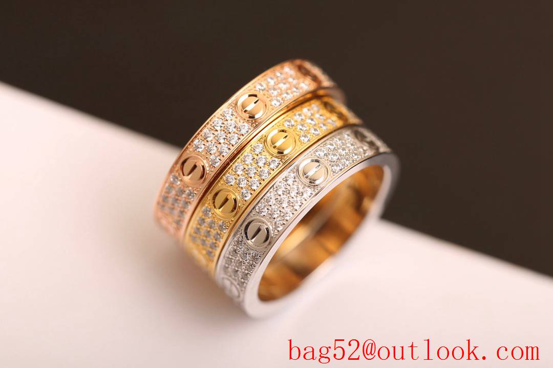 Cartier Love Rings with Full Diamonds Wide 3 Colors