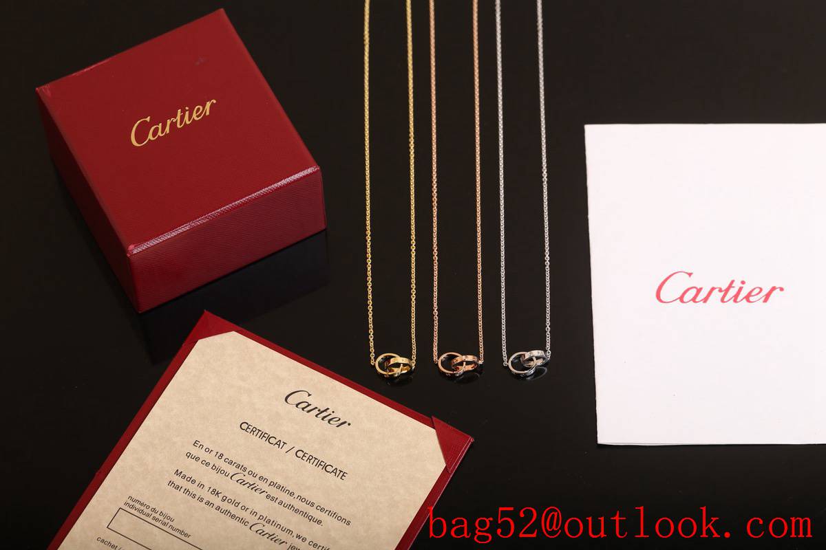 Cartier Love Two Ring 18K Necklaces 3 Colors 