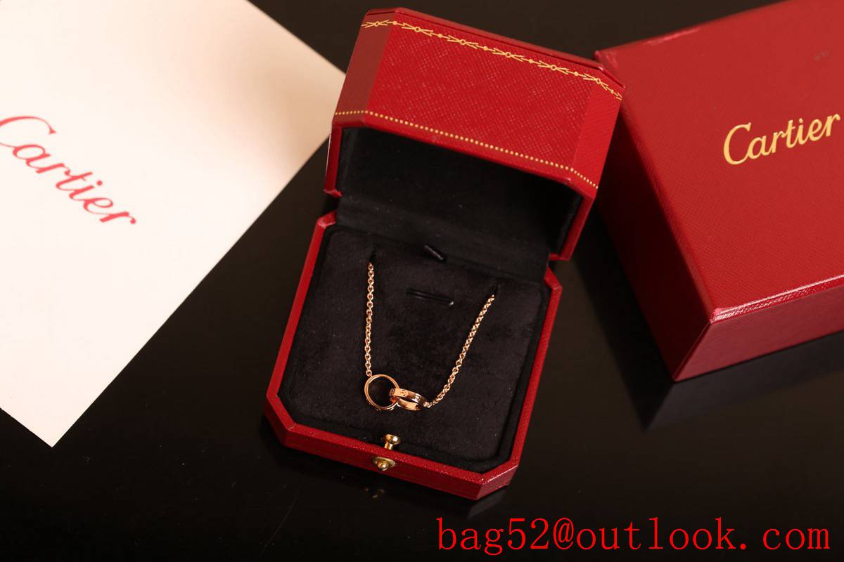 Cartier Love Two Ring 18K Necklaces 3 Colors 