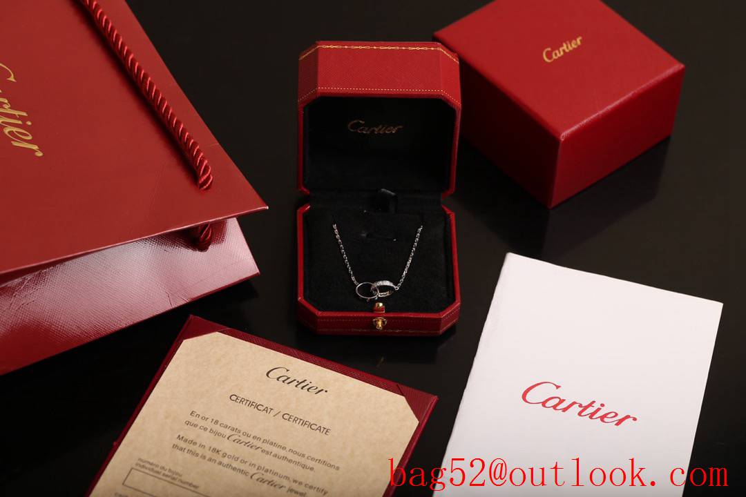 Cartier Love Two Ring 18K Necklace with Diamonds Silver