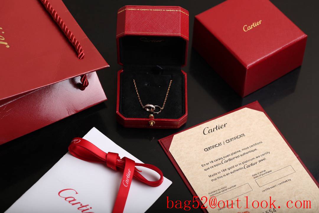Cartier Love Two Ring 18K Necklace with Diamonds Rose Gold