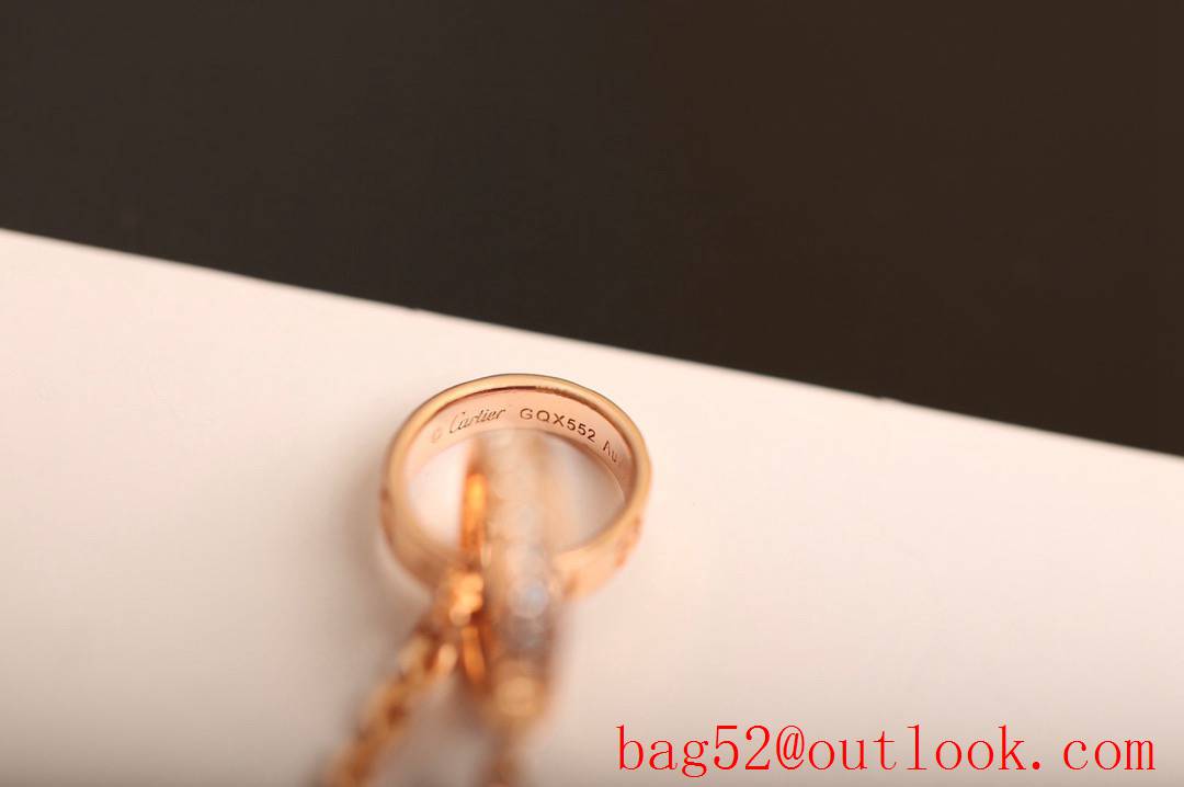 Cartier Love Two Ring 18K Necklace with Diamonds Rose Gold